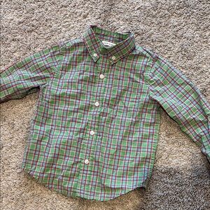 Janie and Jack Green and Red Button Down Shirt